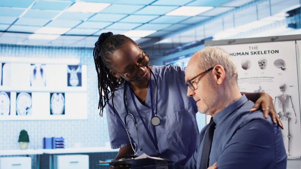 expert african american assistant provide medical services patient